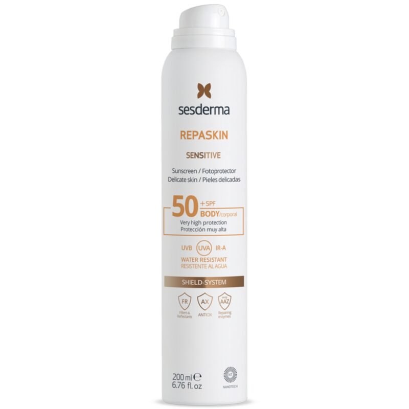 SESDERMA REPASKIN SENSITIVE SPF50+ PURŠKIAMA SAULĖS APSAUGA KŪNUI, 200 ML